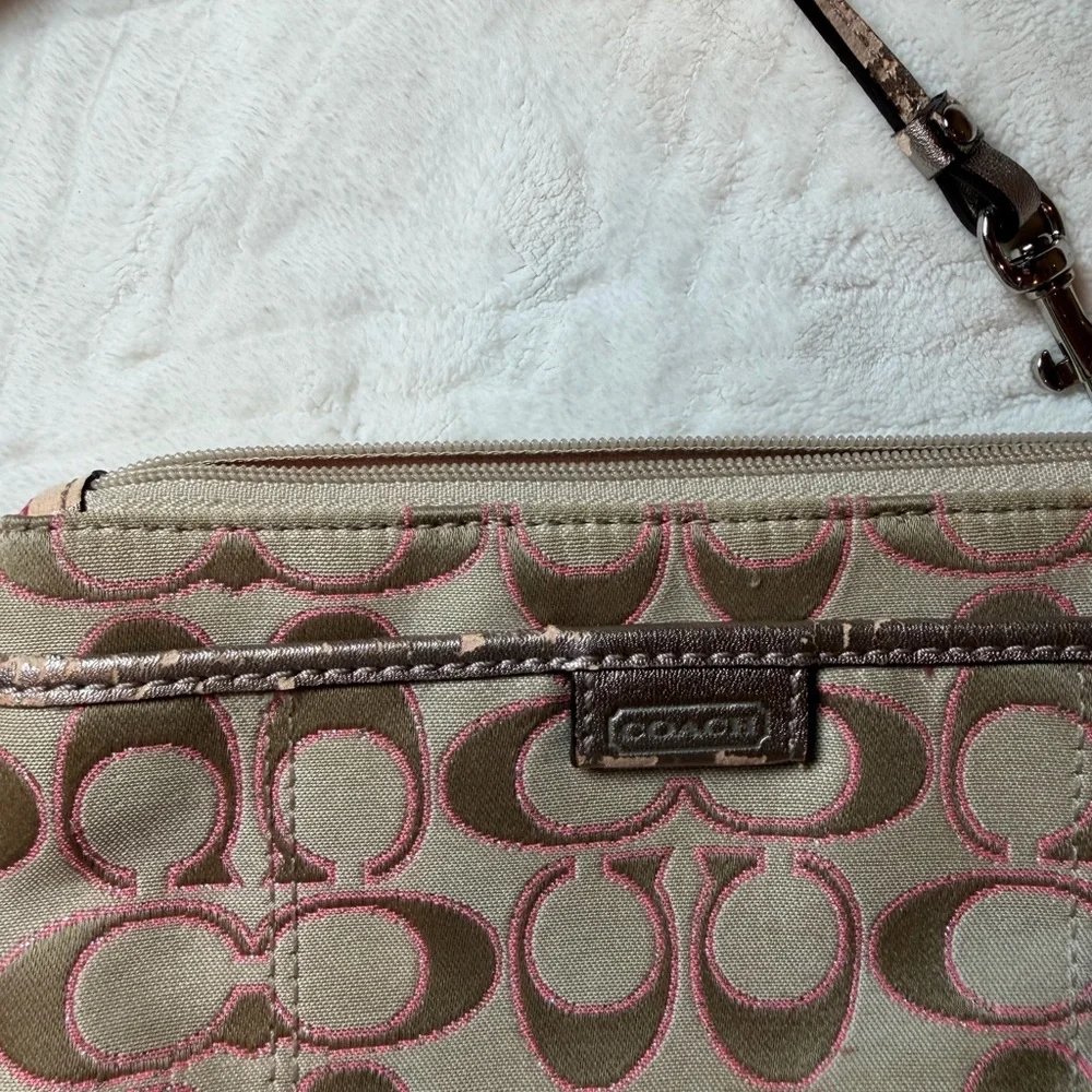 Coach Beige and Brown Signature Wristlet Duo